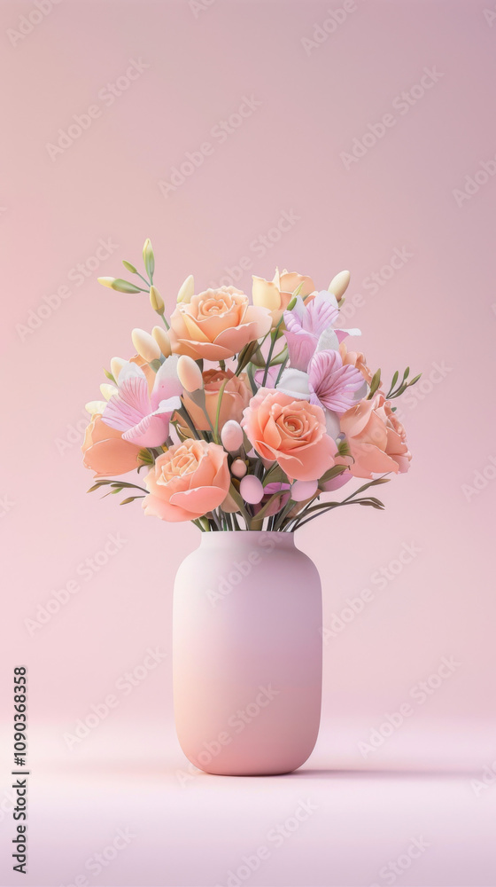 Fototapeta premium Pastel Pink Flowers in a Vase