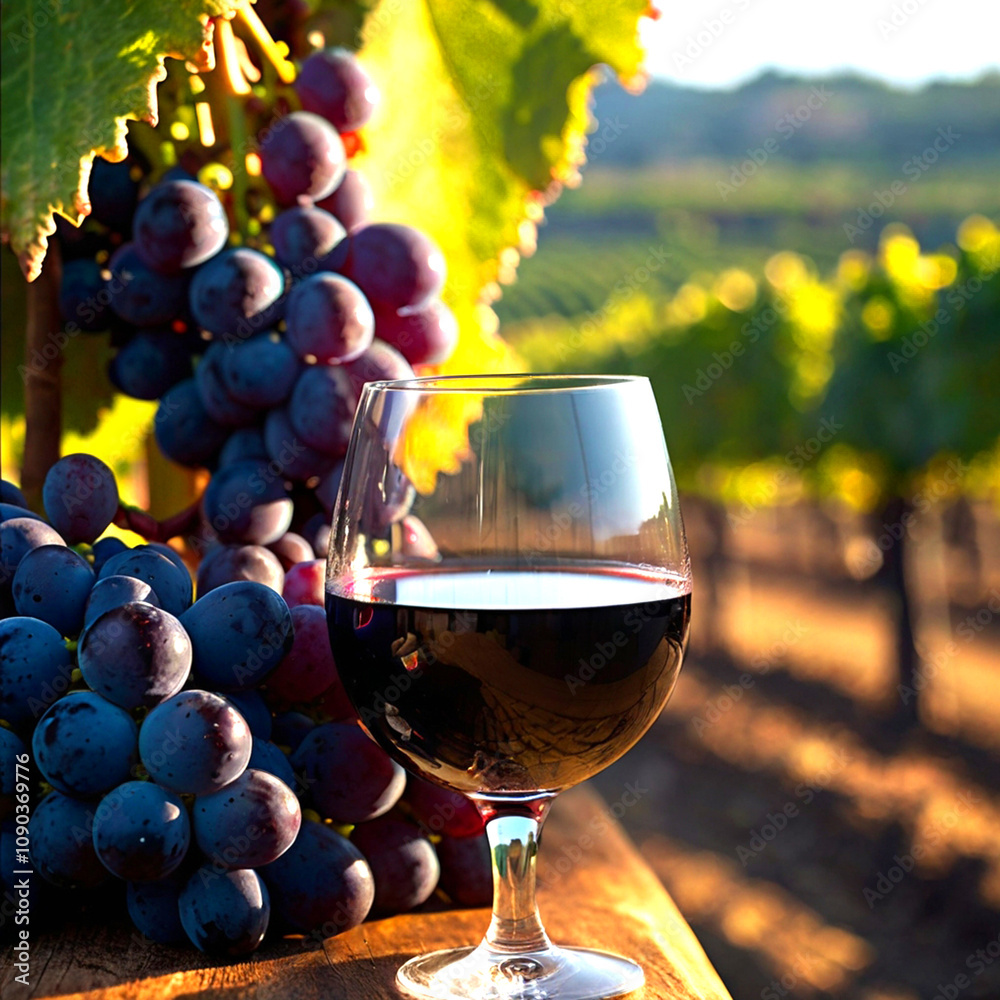 red wine and grapes
