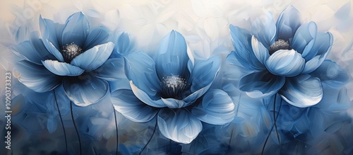 Blue Floral Abstract Painting photo