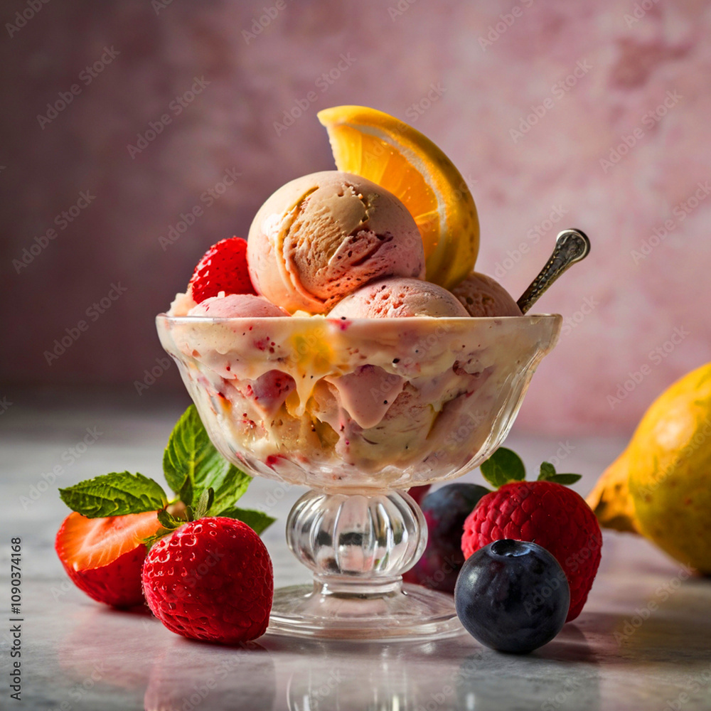 delicious fresh fruit ice cream
