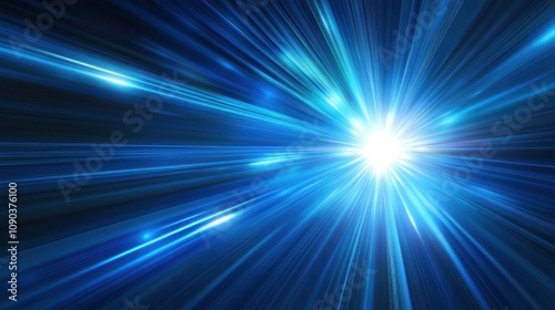 Blue Light Speed Burst: Abstract Digital Art