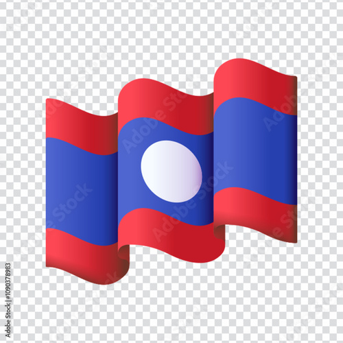 Flat vector icon of the Laos national flag, featuring red and blue horizontal stripes with a central white circle. Represents Laos, Southeast Asia, culture, patriotism, and national identity. Ideal fo