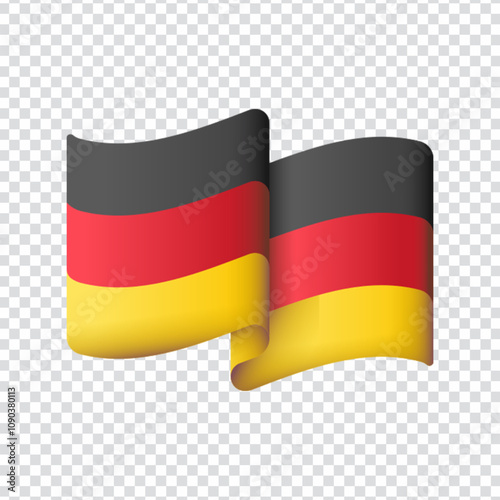 Flat vector icon of the German national flag, featuring horizontal black, red, and gold stripes in a minimal and modern style. Represents Germany, European identity, unity, culture, and international 