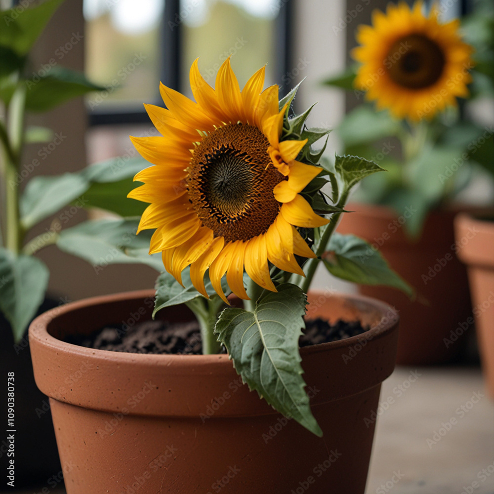 Obraz premium sunflower in a pot