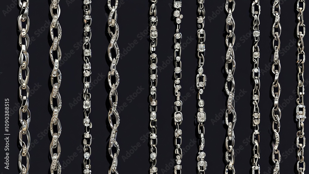 Set of silver chains, cut out Set of silver chains, cut out