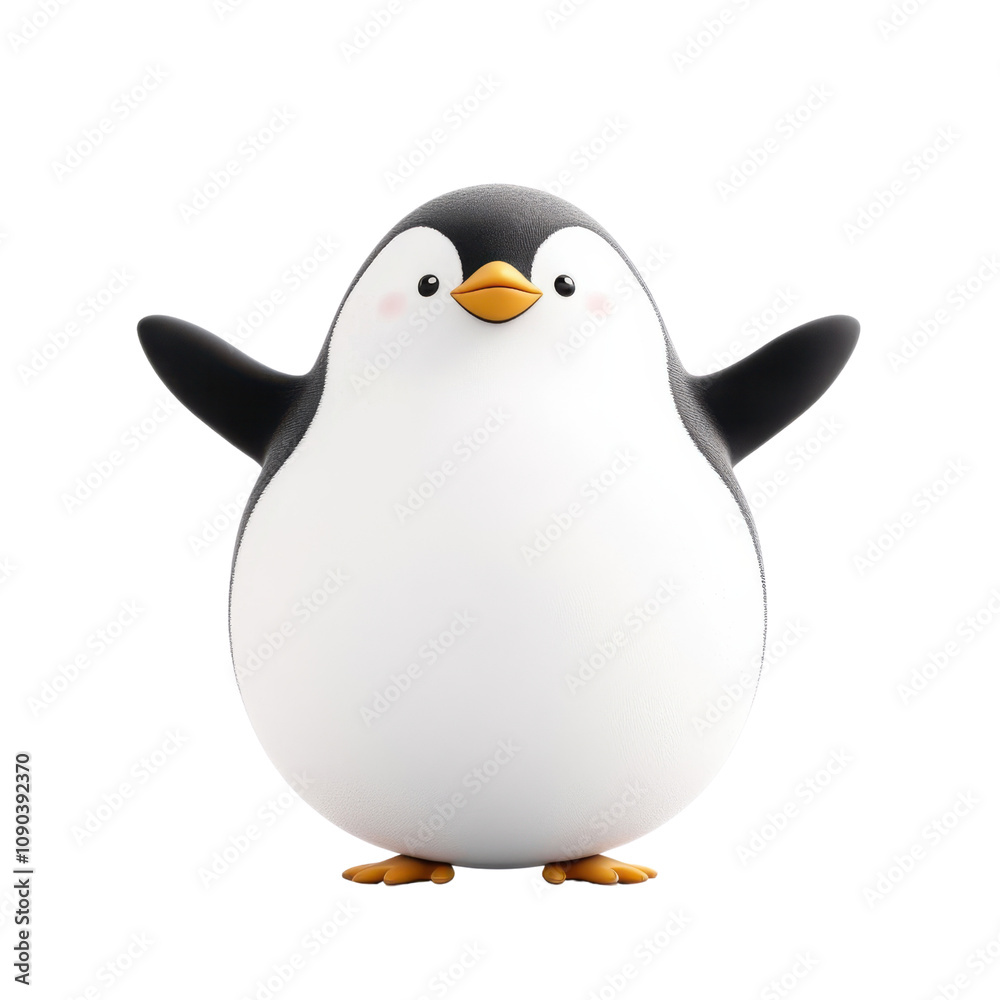 Fototapeta premium Cute Cartoon Penguin Character with Outstretched Arms, Friendly Expression, Perfect for Children's Media, Illustrations, and Fun Creative Projects