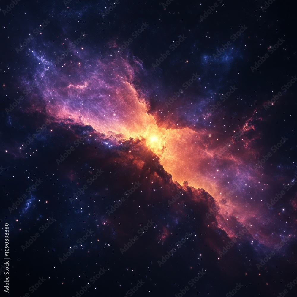 Obraz premium Cosmic Nebula with Vibrant Colors and Stars