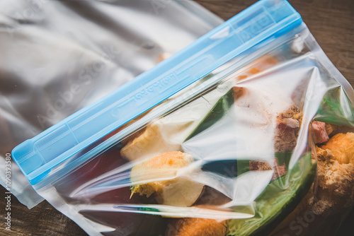 Reusable silicone food bags replacing single-use plastic sandwich bags photo