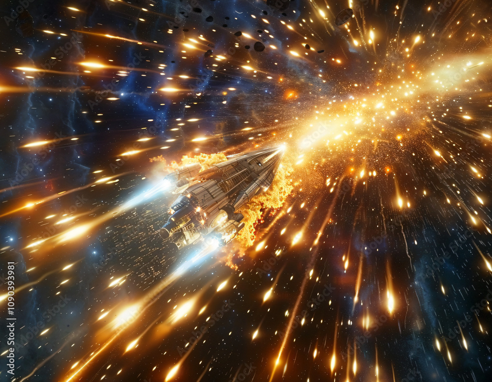 Obraz premium Spaceship Warp Speed