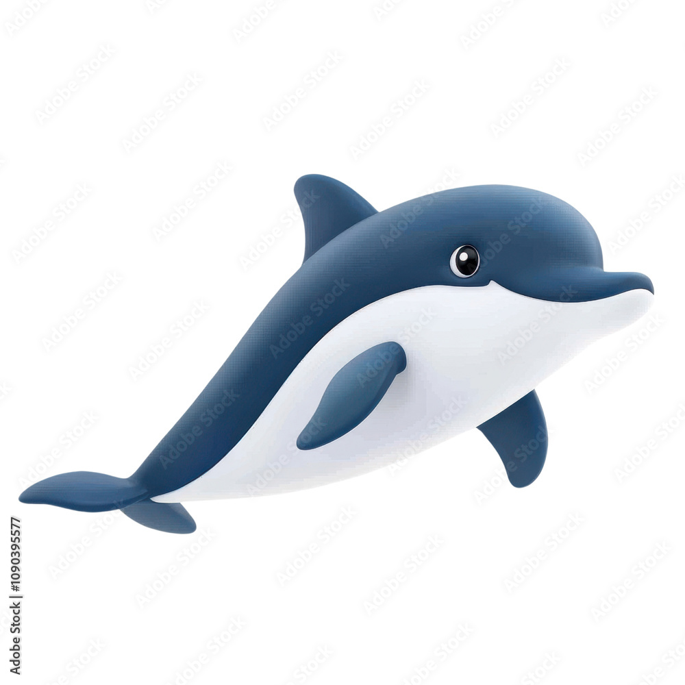 Obraz premium Playful and Colorful Dolphin Character Swimming Under the Ocean, Showcasing Joyful Expression and Cute Features for Animations or Educational Materials