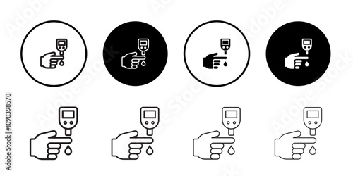 Blood sugar test icon Thin line illustration set