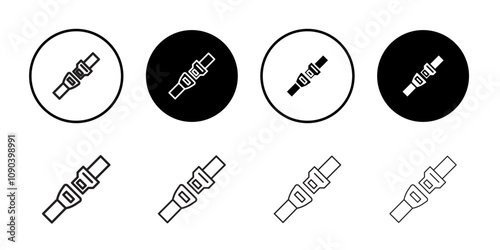 Car seat belt icon Thin line illustration set