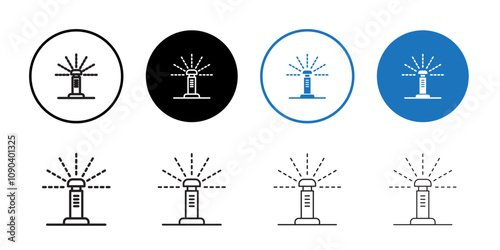 Lawn sprinkler icon Thin line illustration set