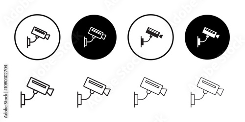 Security camera icon Thin line illustration set