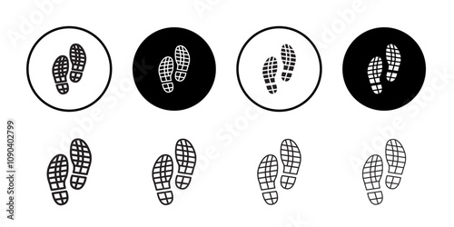 Shoe print icon Thin line illustration set