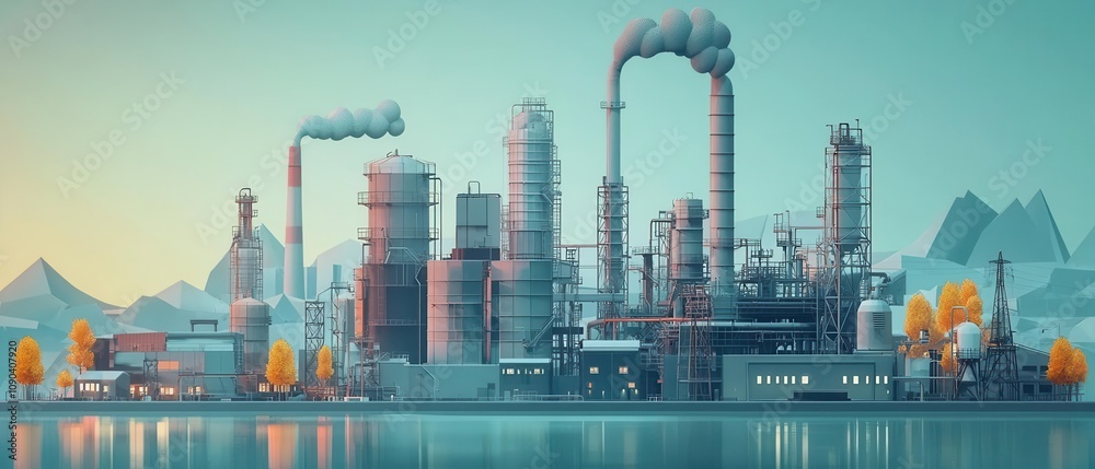 Fototapeta premium Industrial air filters controlling factory emissions symbolizing robust pollution control measures