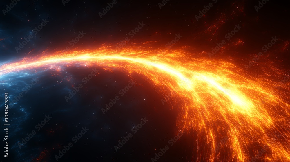 Fototapeta premium Vibrant cosmic trail showcasing fiery energy flowing through the universe.