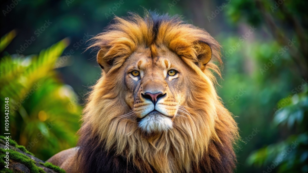 Fototapeta premium Close-up photo of a majestic lion in its natural habitat, wildlife, lion, predator, safari, African