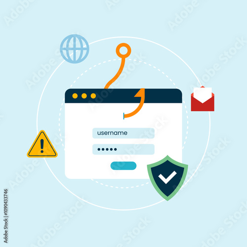 Phishing illustration vector. cyber crime icon.