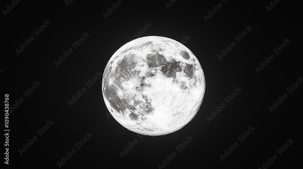 Obraz premium Realistic View of the Moon in Space Against a Black Background in 8K Resolution