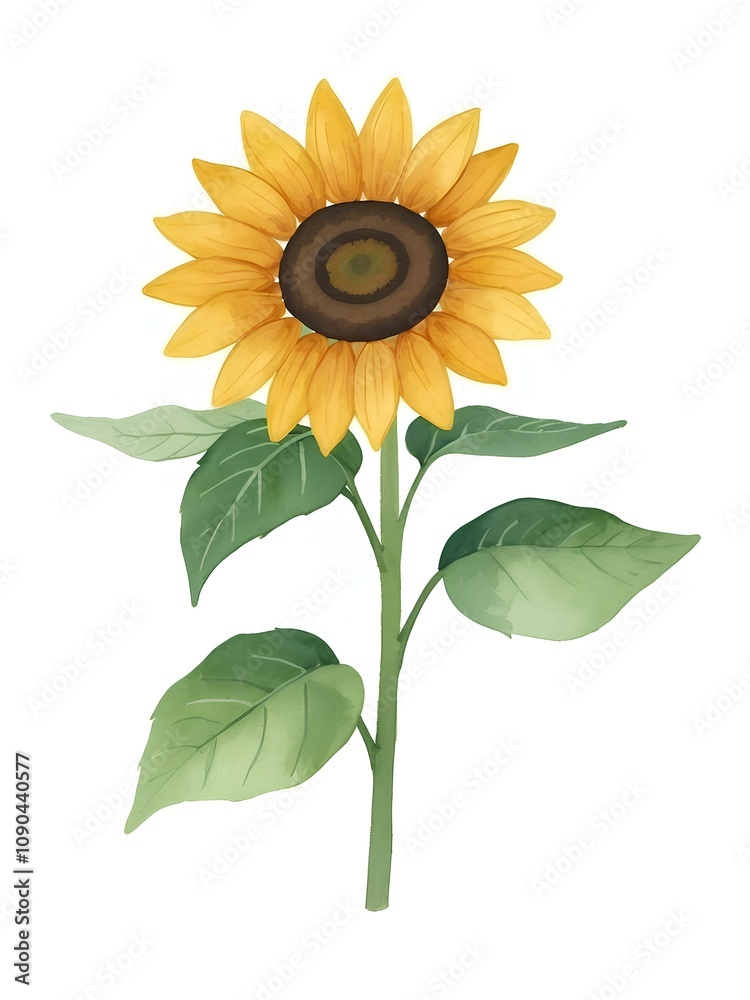 Fototapeta premium Watercolor Sunflowers Bouquet, Sunflower Clipart, Sunflower for Sublimation, Cut Files, Cricut, Invitation Decoration, Wall art, White Background