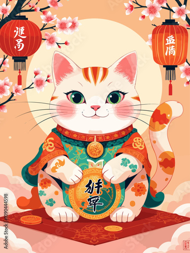  feng shui fortune cat  japan background