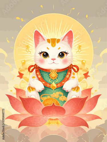  feng shui fortune cat  japan background