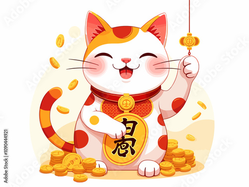  feng shui fortune cat  japan background
