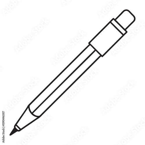 Vector Illustration of Pen Line Art isolated on white background