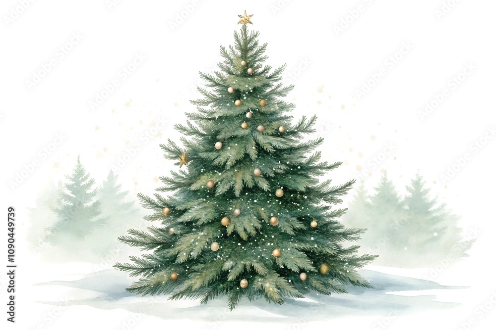 Fototapeta premium christmas tree with snow