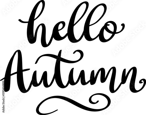 Hello Autumn. Hand drawn lettering. Vector illustration