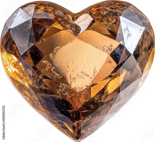 heart shaped of brown diamond crystal gems 