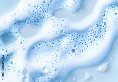 White skincare cleansing foam on light blue background