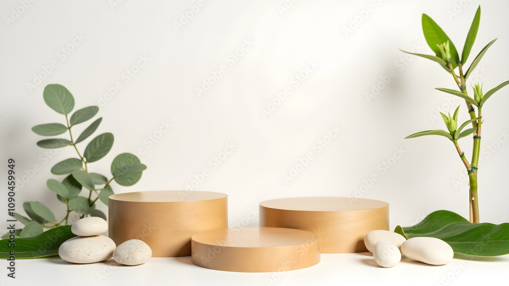 Several completely blank and label-free empty minimalist polished wooden square and round platforms, scene for cosmetic products. for sale Several completely blank and label-free empty minimalist polished wooden square and round platforms, scene for cosmetic products. for sale