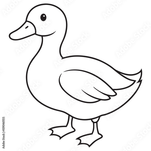 Creative Duck liner art Outline Vector Illustration