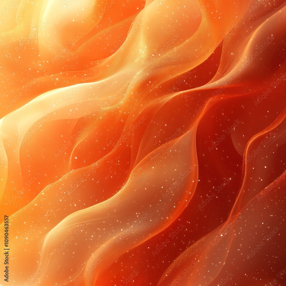 Abstract Orange Waves With Golden Glitter Abstract Orange Waves With Golden Glitter