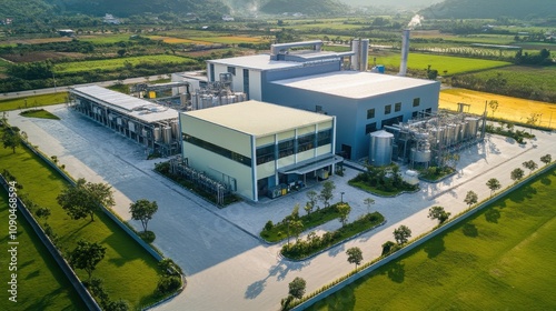 Wallpaper Mural Aerial view of an industrial facility surrounded by greenery and fields. Torontodigital.ca