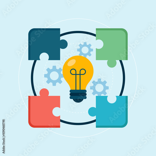 Solution illustration vector. problem solving icon.