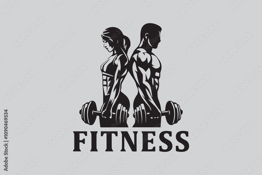 Obraz premium Silhouettes Women and Men in Fitness vector