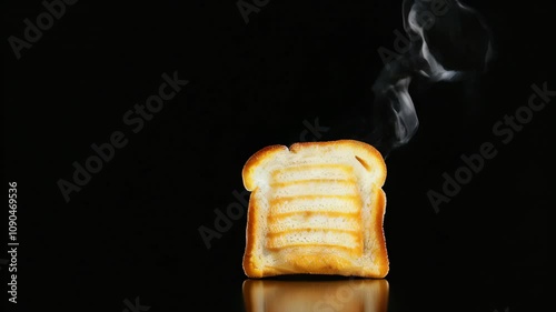 Toaster bread freshly baked on black background, photorealism food. Generative AI