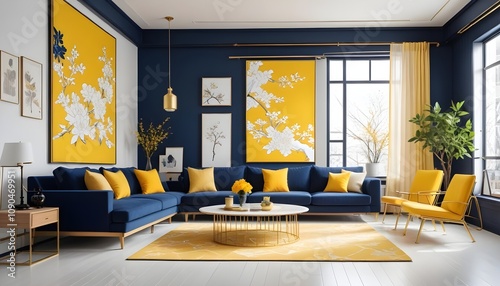 Photo interior modern design room 3d illustration