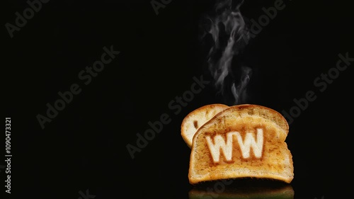 Toaster bread freshly baked on black background, photorealism food. Generative AI