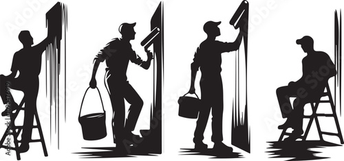 A Painter Vector Silhouette .