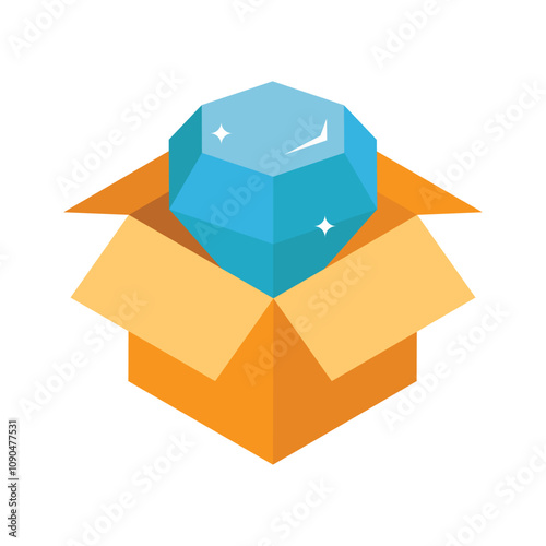 An isometric icon of diamond delivery in trendy style