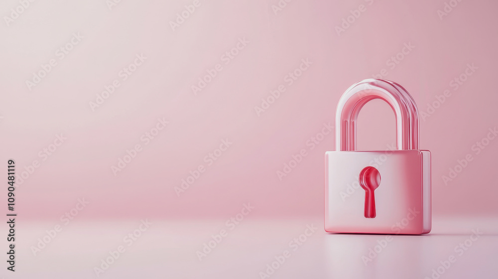 A Minimalist Pink Lock with Keyhole on a Soft Pink Background Representing Security, Safety, and Privacy in Modern Design Aesthetic A Minimalist Pink Lock with Keyhole on a Soft Pink Background Representing Security, Safety, and Privacy in Modern Design Aesthetic