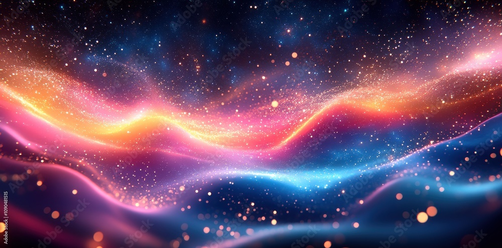 Abstract Cosmic Waves of Sparkling Light and Color Abstract Cosmic Waves of Sparkling Light and Color