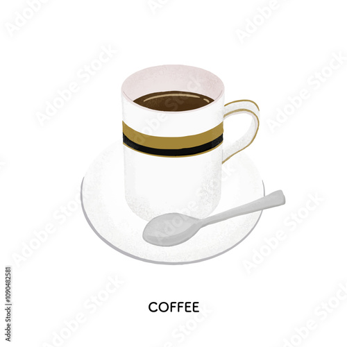 純喫茶のコーヒー　色鉛筆タッチのイラスト