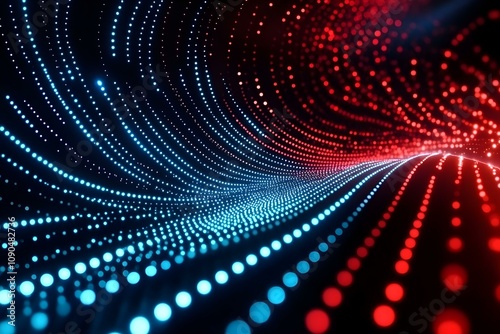 Wallpaper Mural Abstract Digital Blue and Red Glowing Dots in Curves Torontodigital.ca