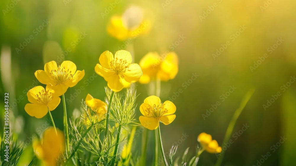Fototapeta premium macro photography of yellow bush flowers