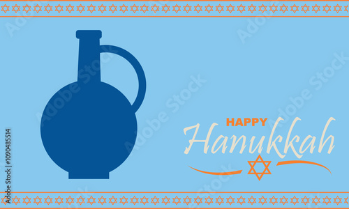 Happy Hanukkah greeting card with symbols of Jewish holiday. Template for banner, flyer, poster, background with vector place for your text. Vector illustration. EPS 10